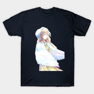 Cute Anime Girl in Feather Mantle T-Shirt